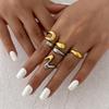 Landscape Water Droplets Hug Open Ring, Liquid Metal Pleated Irregular Crossed Ring
