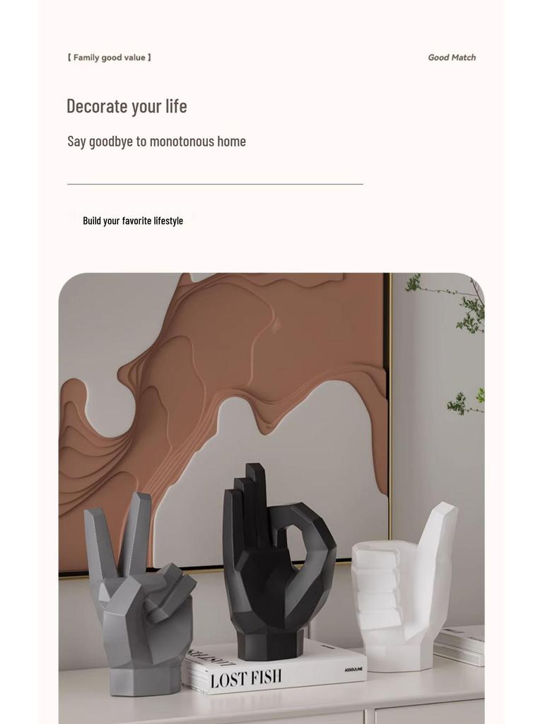 Modern High-End Abstract Hand Gesture Art Ornament for Home, Office, or Wine Cabinet