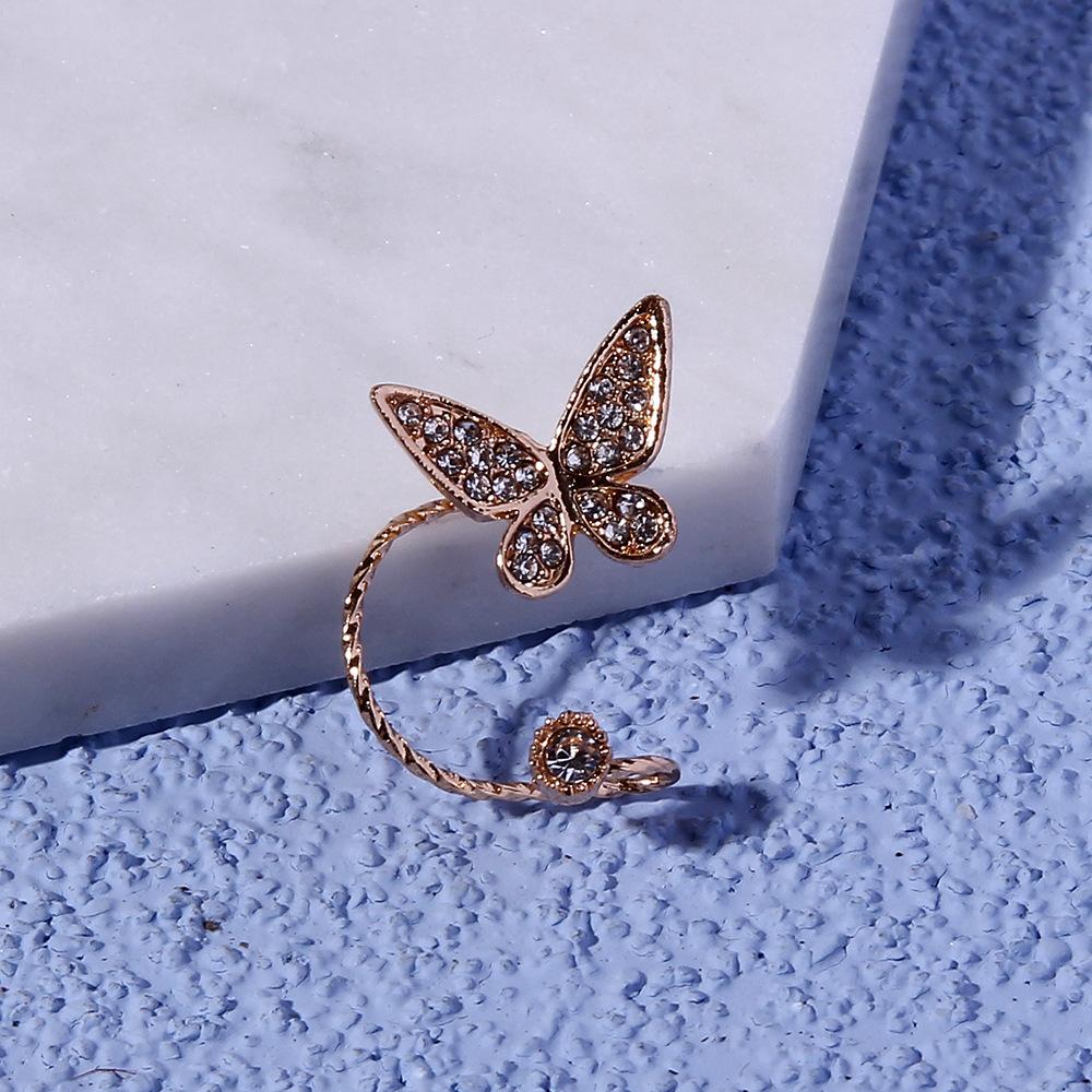 1 Piece Gold Color Butterfly Ear Clips Fashion Personalized Zircon Insect Ear Cuff Clip Earrings for Women Girls