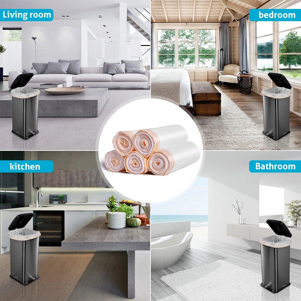 Meidong Garbage Bags 50L Garbage Bags Strong Big Unscented Bags Rolls 115 Eco-friendly (5 Counts)