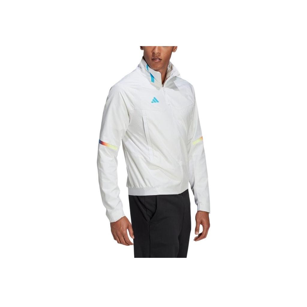 Adidas Solid Color Zip High Neck Long Sleeve Jacket Men jackets White HT3402