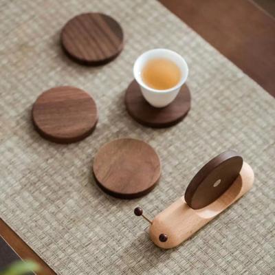5Pcs Snail Wooden Coaster Set, Creative Heat Insulation Mat for Desk, Magnetic Cup Mat for Hot Drinks, Decorative Trivet for Kitchen