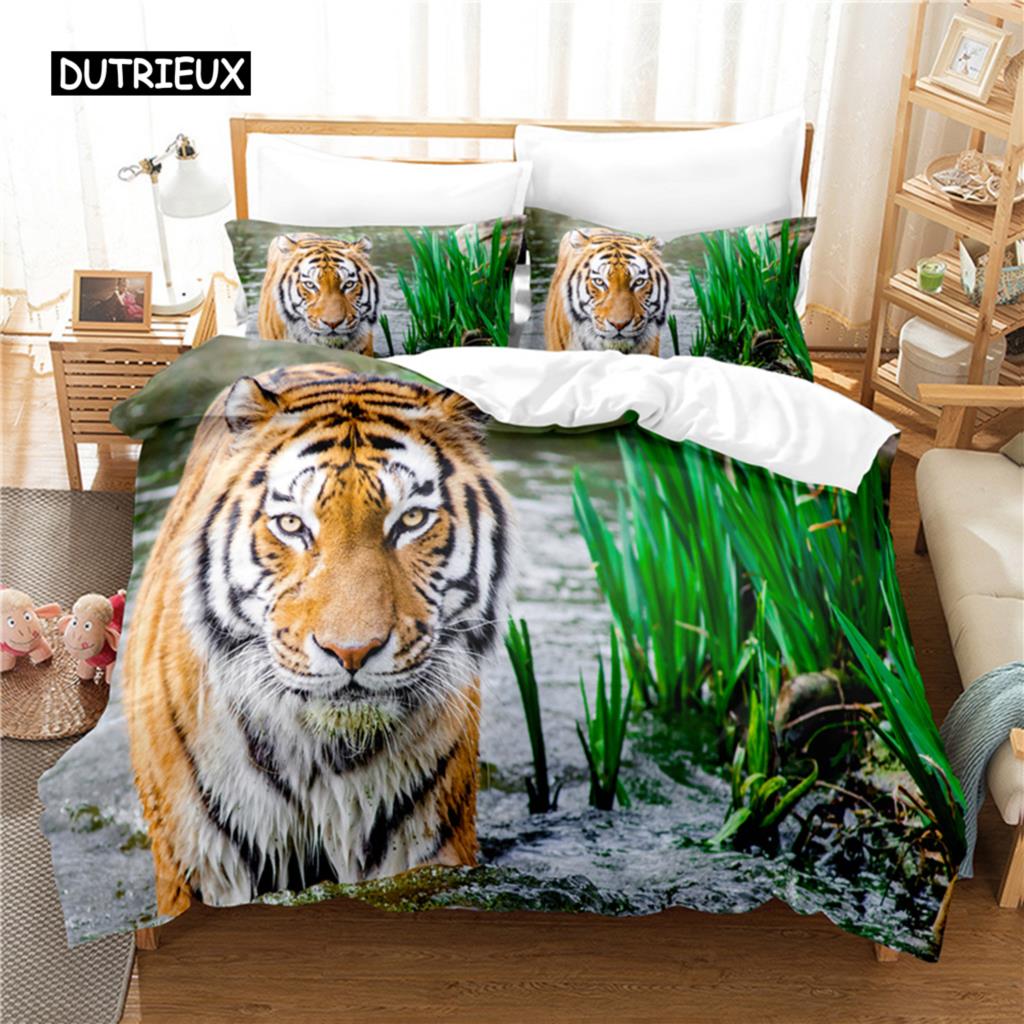 Tiger Bed Ensemble Bed Cover Kit 3d Bedding Digital Printing Bed Linen Queen Size Size Bed Ensemble Fashion Design