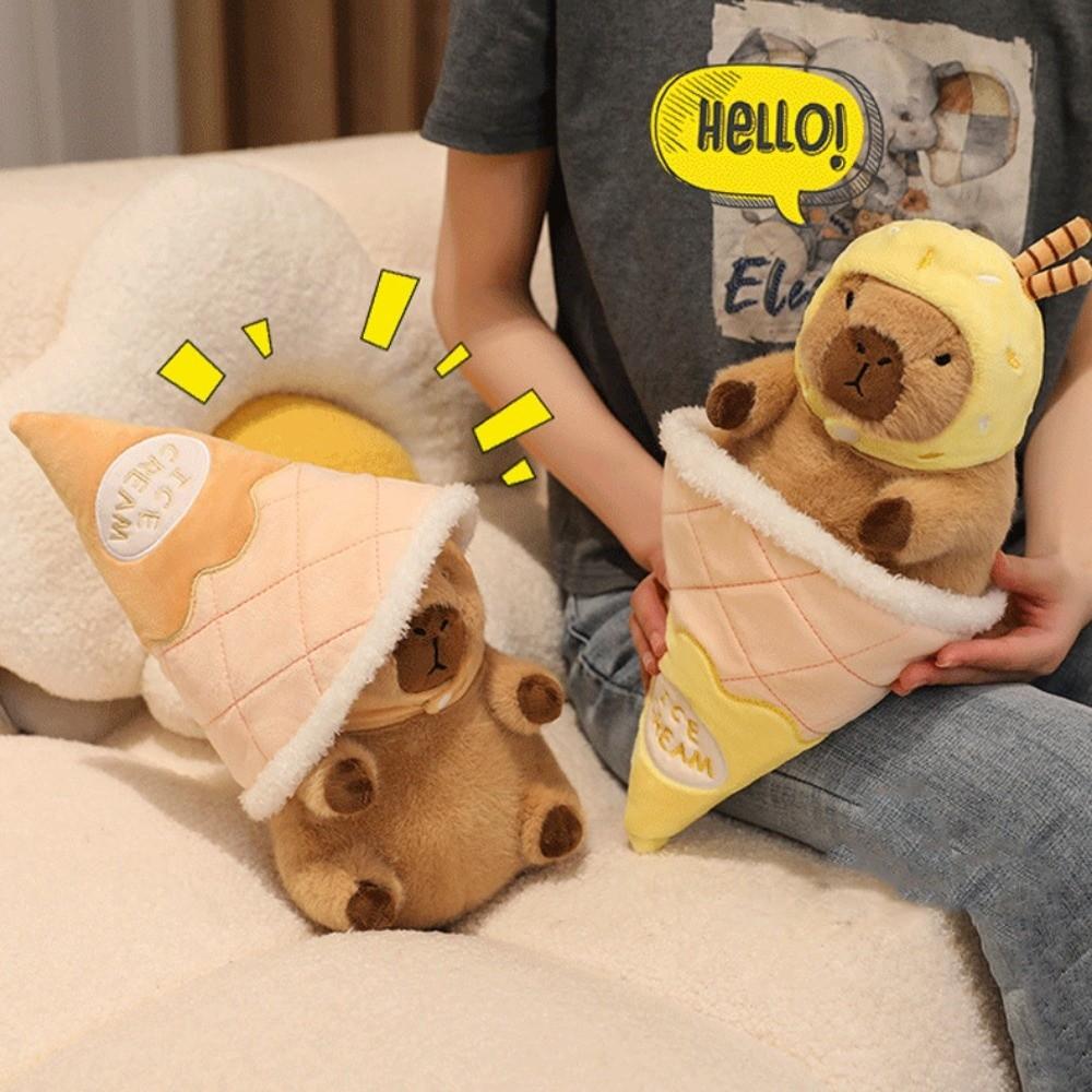 Detachable Capybara Plush Toy Ice Cream Cone Capybara Stuffed Doll Friends Holiday Present