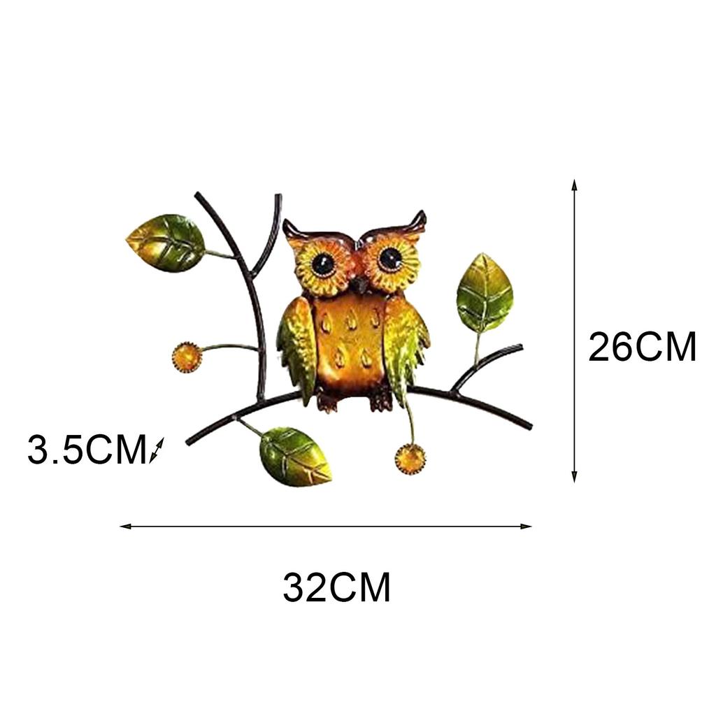 Målade Ugglehantverk Tredimensionell Bakgrundsvägg Metallvägghängning