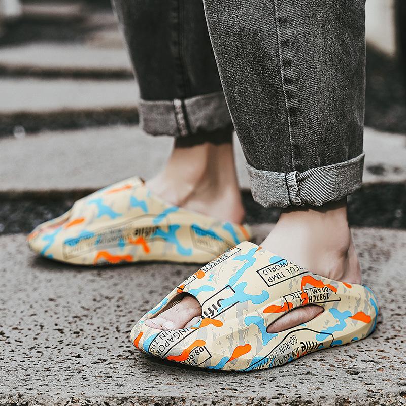 Fashion Brand Shoes EVA Thick-soled Soft-soled Sandals Outdoor Breathable Height-increasing Beach Shoes Men's Summer Slippers