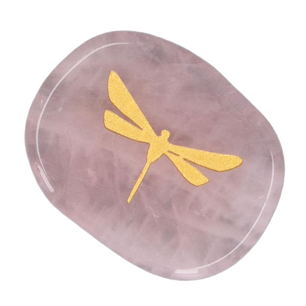 Worry Stone Gold Color Carved Dragonfly Sk Relaxing and Soothing Balance Stone