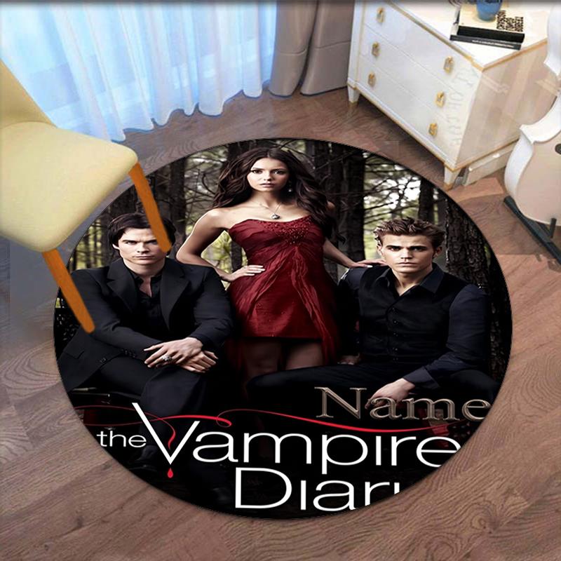 Custom Name Vampire Diaries Printed Round Rug Carpet Chair Rug Area Rug Entryway Doormats,for Office Chair Living Room Bedroom Kitchen Room.