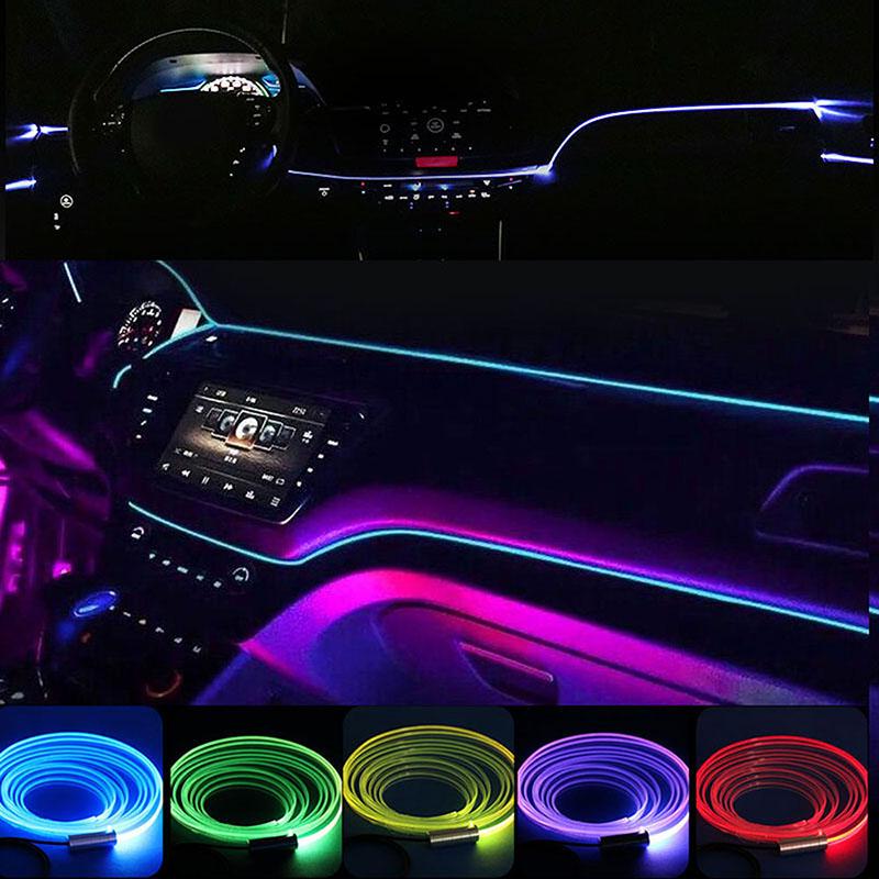 Car Ambient Light  Led Floor Foot Lamp Wireless RGB Interior Acrylic Neon Optical Fiber Strip Remote APP Bluetooth