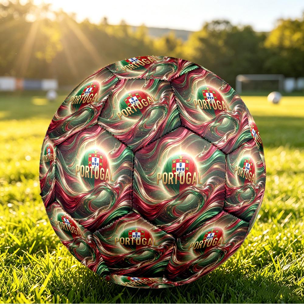 Portugal Football Printed Size 5 Soccer Ball Wear Resistant Standard Adult Training Football Fan Gift for Indoor Outdoor Match Sports