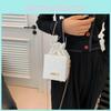 New Autumn Women's Stylish Chain Bucket Bag With Pleats Solid Color Pu Material Street Fashion
