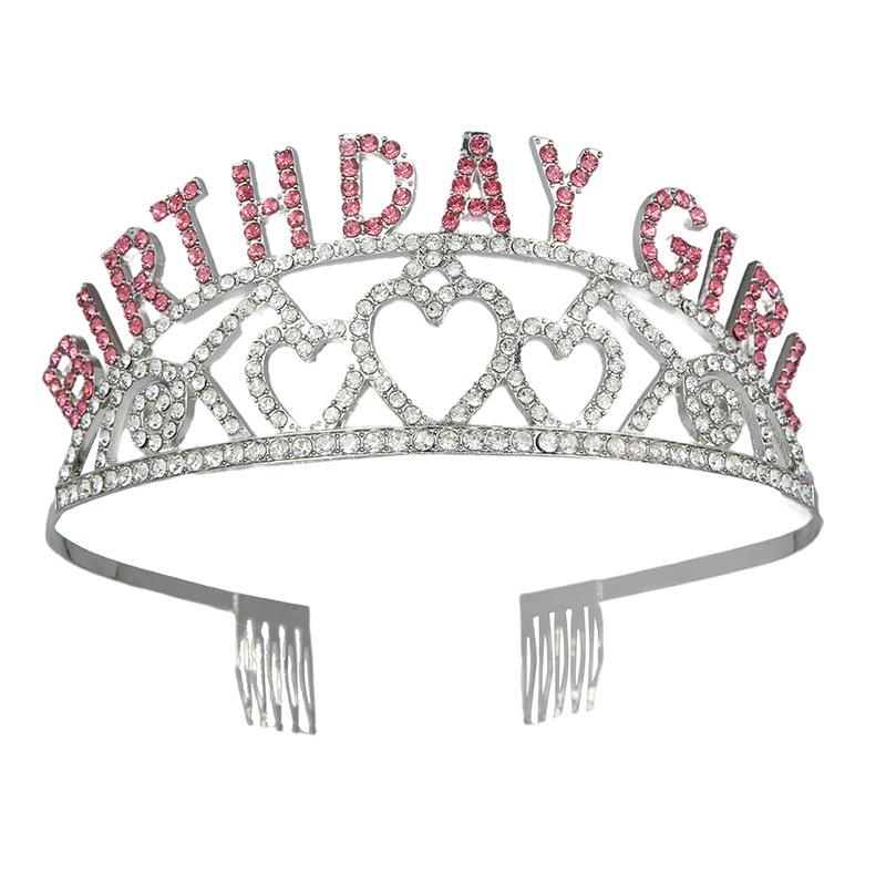 New European and American Crystal Letter Crown Birthday Girl Alloy Fashion Birthday Girl Headband Set 2026