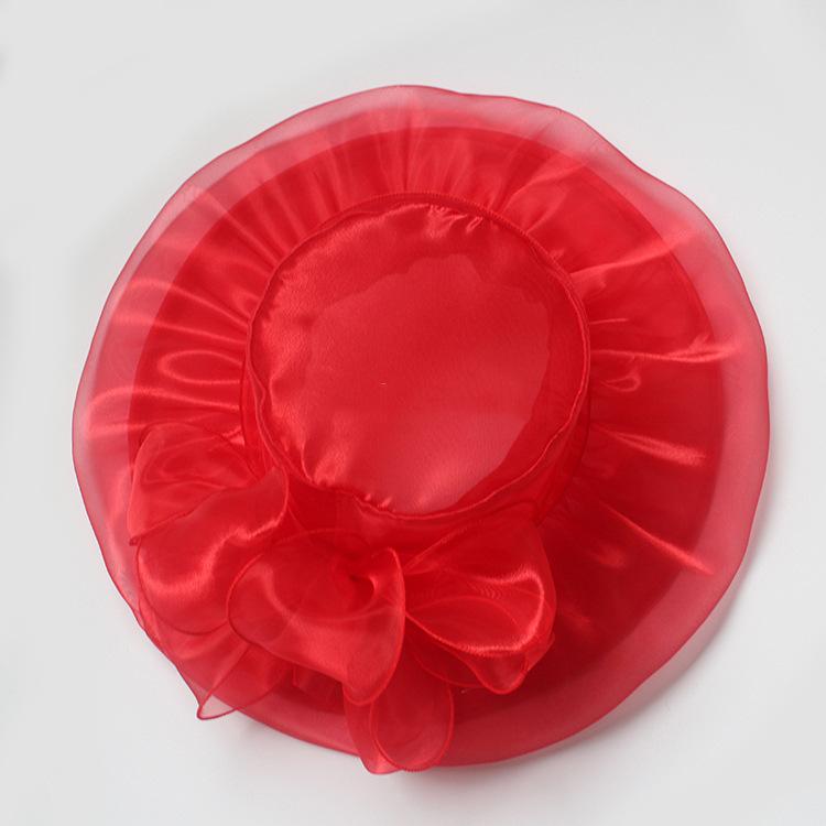 New Retro Mesh Yarn Flower Temperament Sunshade Vacation Sun Hat Big Edge Hat Women's Hat Travel Organza Hat