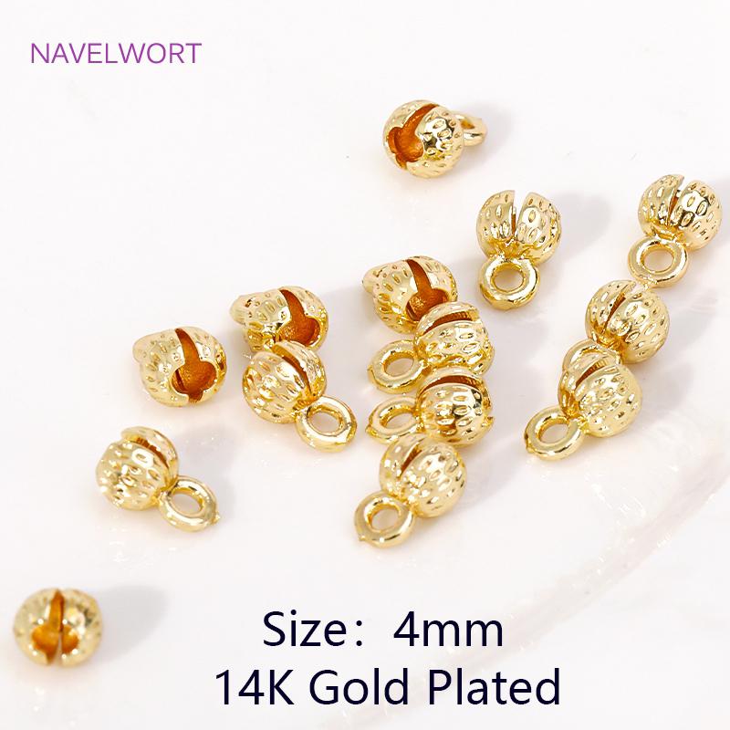 18K Gold Plated Brass Crimp Beads Clamping Beads,End Caps For Jewelry,For DIY Jewelry Making Accessories,Caps For Bracelet