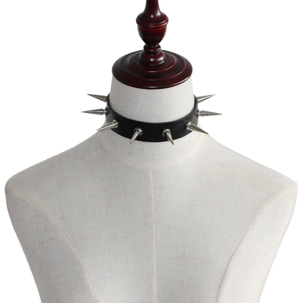 Japanese Harajuku Punk Spiked Leather Choker Necklace for Cosplay