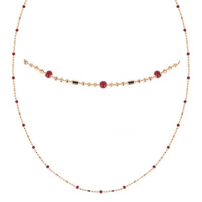 [R1909] – Goldrote vergoldete „Boho“-Halskette (Murmeln) - 45 cm - 2 mm