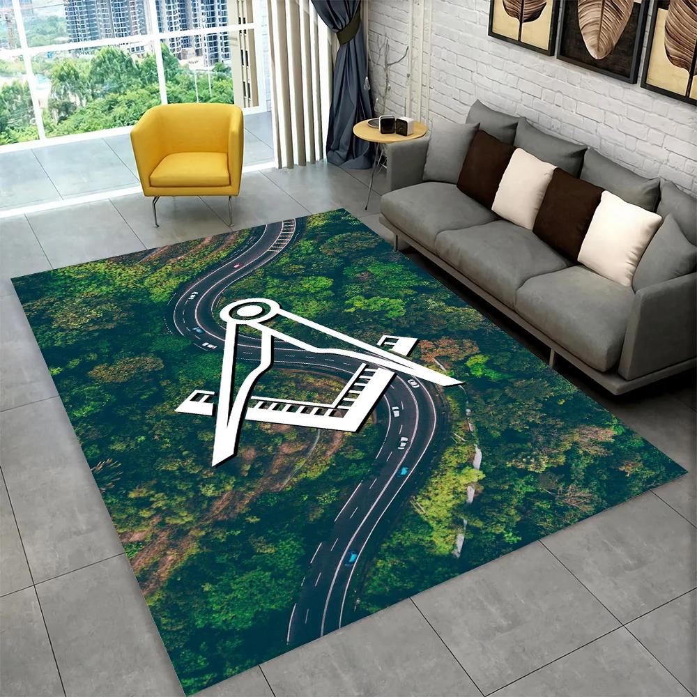 3D Freemason Masonic Illuminati Ring Area Rug,All Seeing Eye Carpet Rug for Living Room Bedroom Doormat Decor,Non-slip Floor Mat