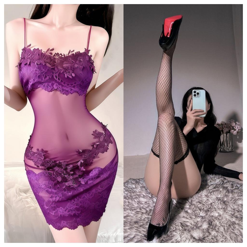 Sex underwear large size sexy inner French lace suspender pure desire spice girl slim-fit hip-wrapped nightdress women