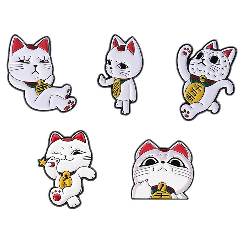 Xiaomi 1-5PCS Turbo Granny Cat Spying Brooch Enamel Pin Cartoon Anime Lucky Cat Running Middle Finger Brooches Lapel Badge Jewelry Gift
