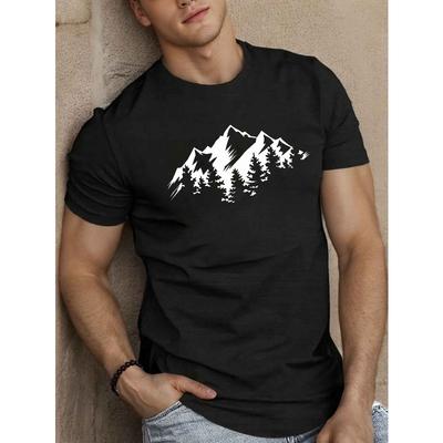 Mountain Pines Men's Short Sleeve T-shirt Summer T-shirt Top,Oversized, Cool, Casual, and Fashionable