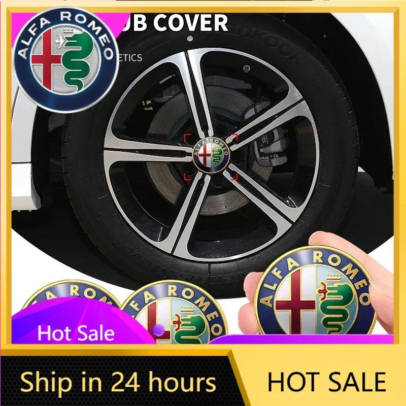 Car Stickers For Alfa Romeo 4pcs 56mm Car Wheel Center Hub Caps Stickers Auto Decoration Accessories for Alfa Romeo 4C 159 Spide