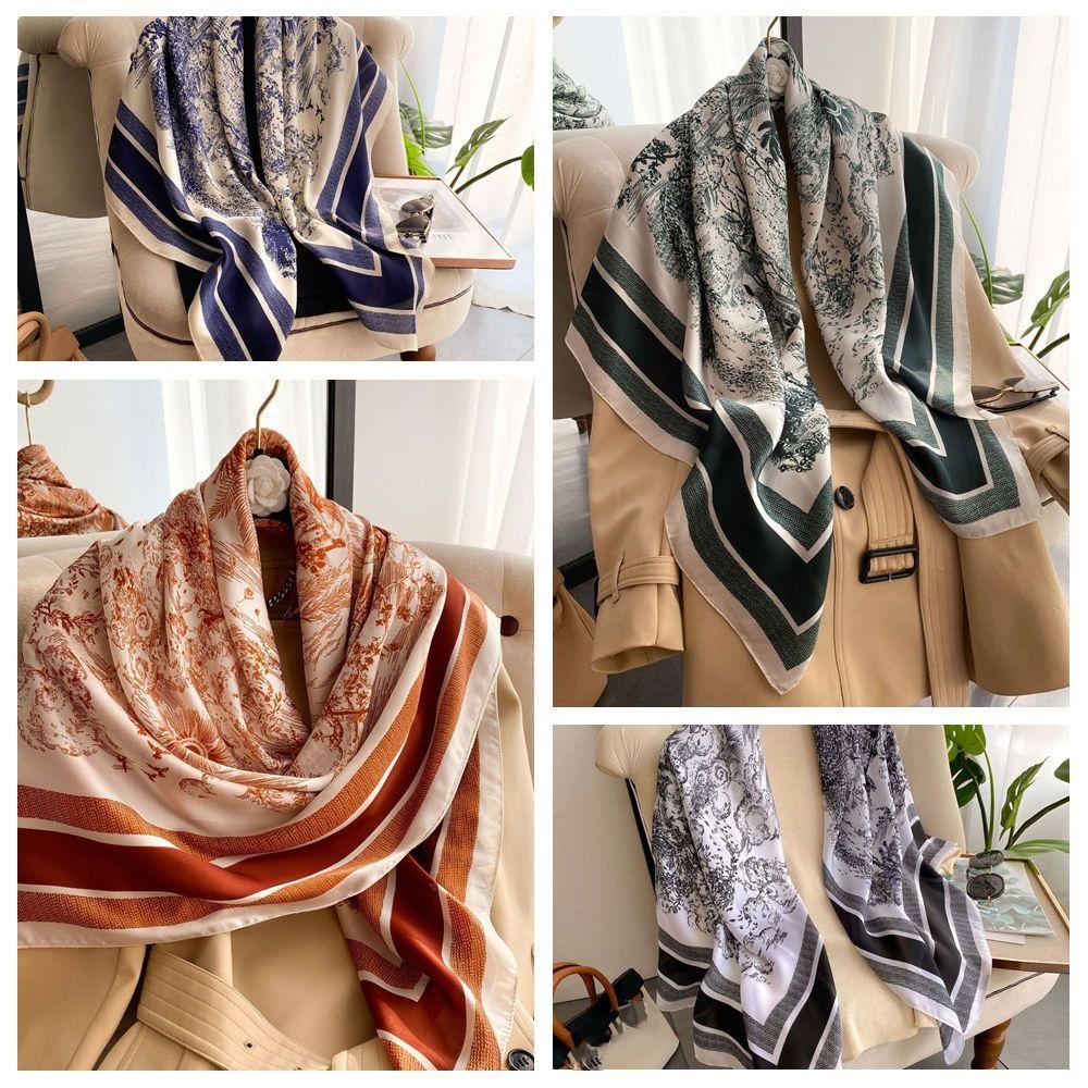 

Satin Square Scarf 110*110cm Shawls Summer Silk Scarf 4