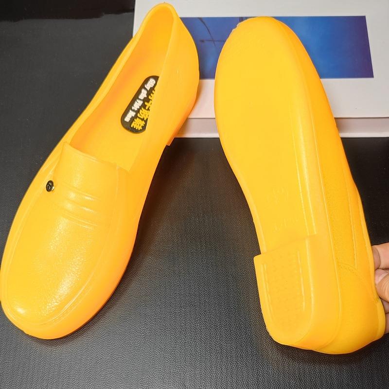 Spring and autumn durable yellow beef tendon men's autumn shoes low tube rain shoes non-slip chef rubber shoes labor protection rain boots