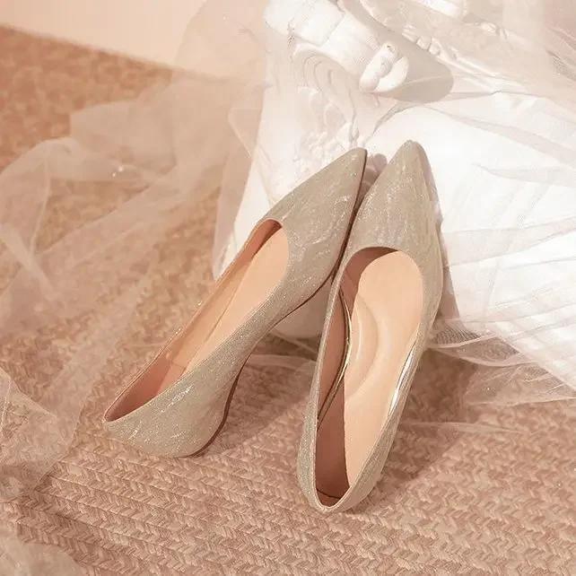 

Fashion Woman Flats Gold Wedding Bride Shoe Pointed Toe Sexy Shoes For Women High Quality Fashion Novelties 34