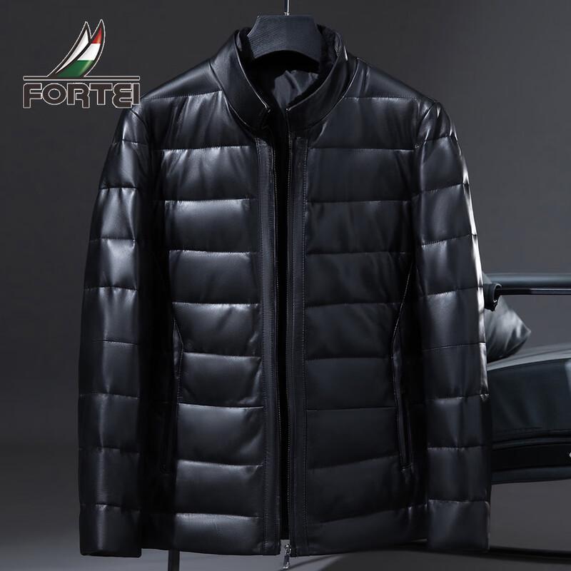 

Чоловіча зимова куртка з натуральної шкіри з пухом та коміром з овчини M 48