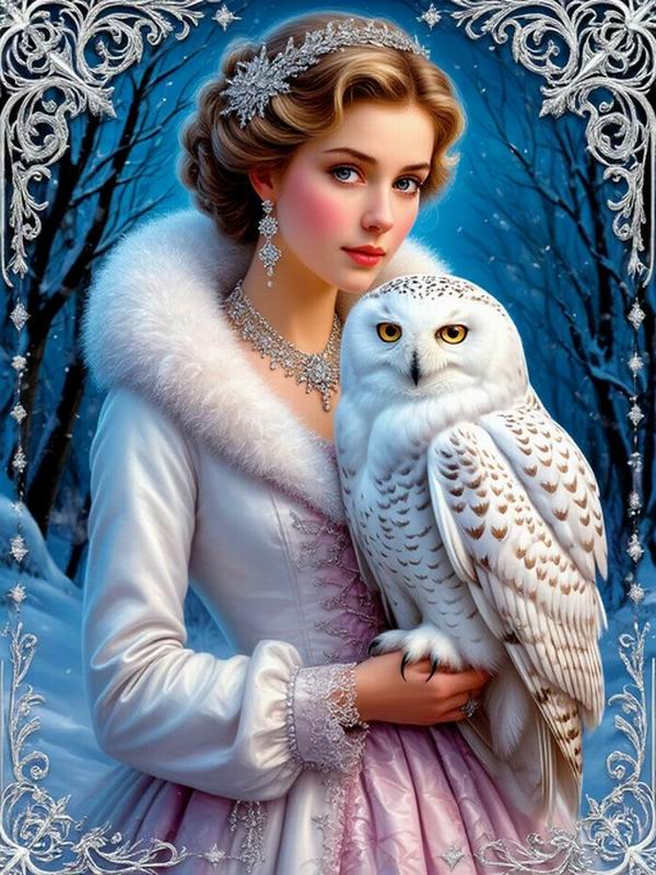 

Diamond Painting New Collection Woman and Owls Diy Full Square Round Drill Rhinestone Embroidery Elegant Lady Sale Mosaic Cross Stitch Kits Round drill 30x40cm
