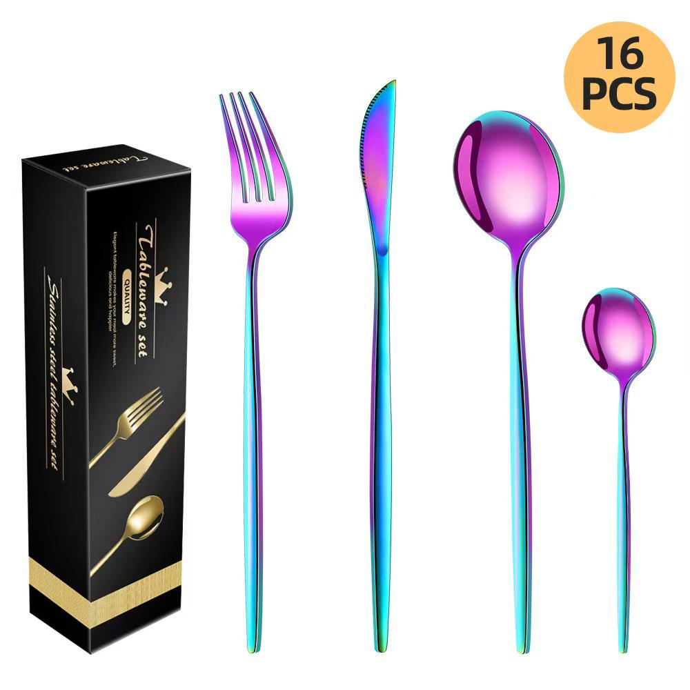 Portugal Stainless Steel 30-Piece Cutlery Set: Western Steak Knife, Fork, Spoon in Gift Box