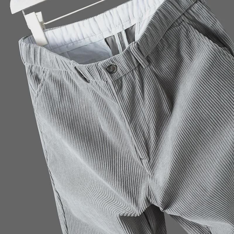 Men's High-End Corduroy Elastic Straight-Leg Trousers - Casual & Trendy for Autumn/Winter