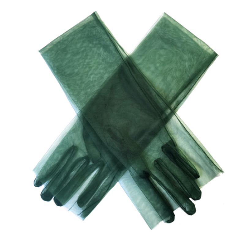 Dámské ultra tylové rukavice síťované průsvitné celoprstové loketní dlouhé rukavice vintage rukavice proti slunci svatební nevěsta šaty palčáky