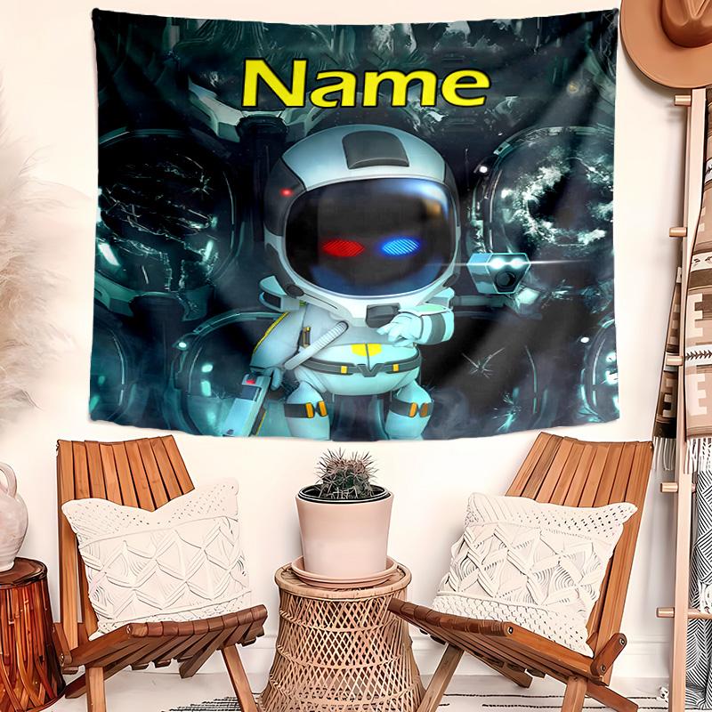 Personalisierte Astro Bot Hintergrund-Wandbehang, Benutzerdefinierter Name Geburtstagsparty, Multifunktionale Wanddekoration für Heimdeko, Verschiedene Anlässe