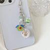 Adorable Ice Cream Design Crystal Phone Lanyard Green Pendant Keychain Gift Unisex Ice Cream Cup Keychain for Her