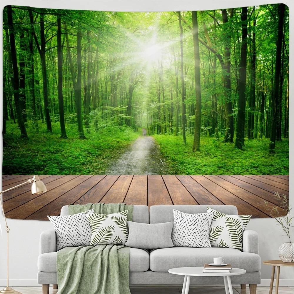 Window Woods Landscape Wall Decoration Tapestry Home Living Room Tapestry