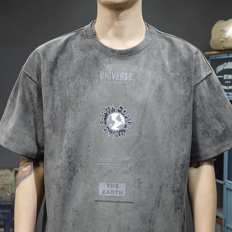 Men's Trendy Loose Fit Suede T-Shirt - Short-Sleeved Summer Style