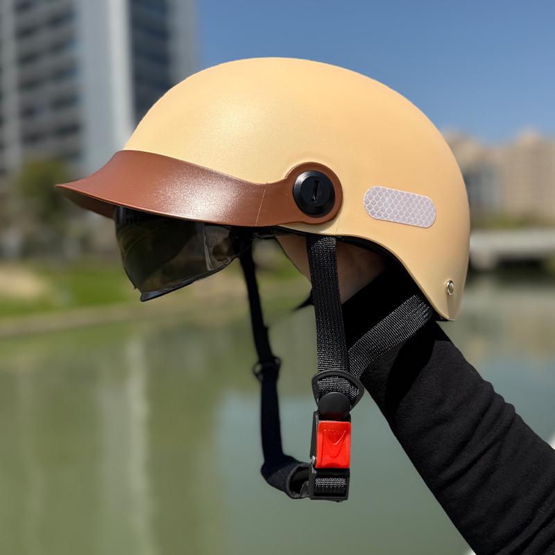 Certified 3C Electric Motorcycle Helmet: Retro, Breathable, All-Season, Lightweight for Men and Women