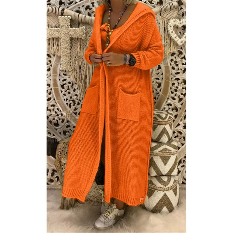 Womens Oversized Longline Hooded Knit Cardigan