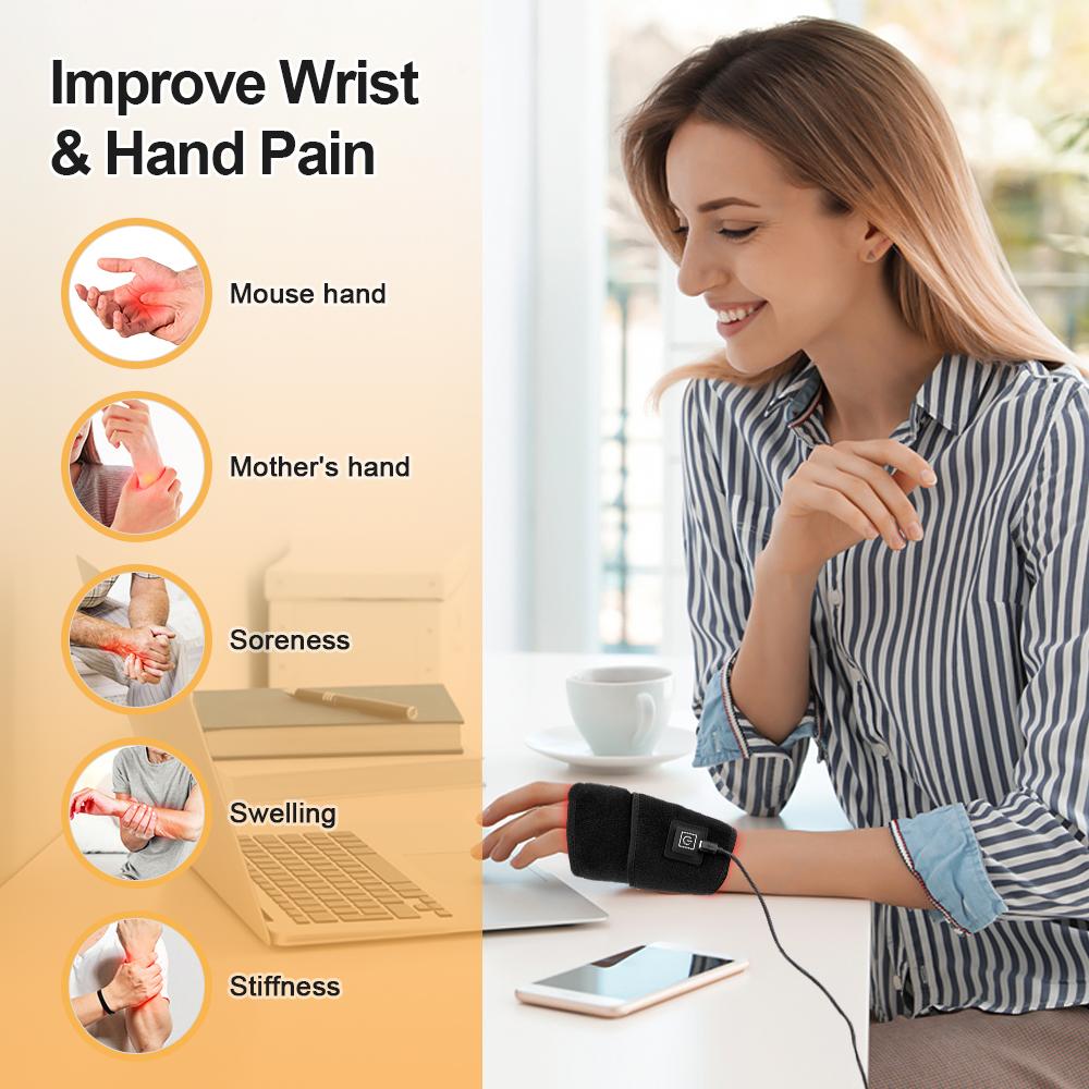 Red Light Therapy Wrist Sports Protector 660Nm 850Nm Led Infrared Heating Pad Wrist Wrap Hand Support Brace Belt Health Care