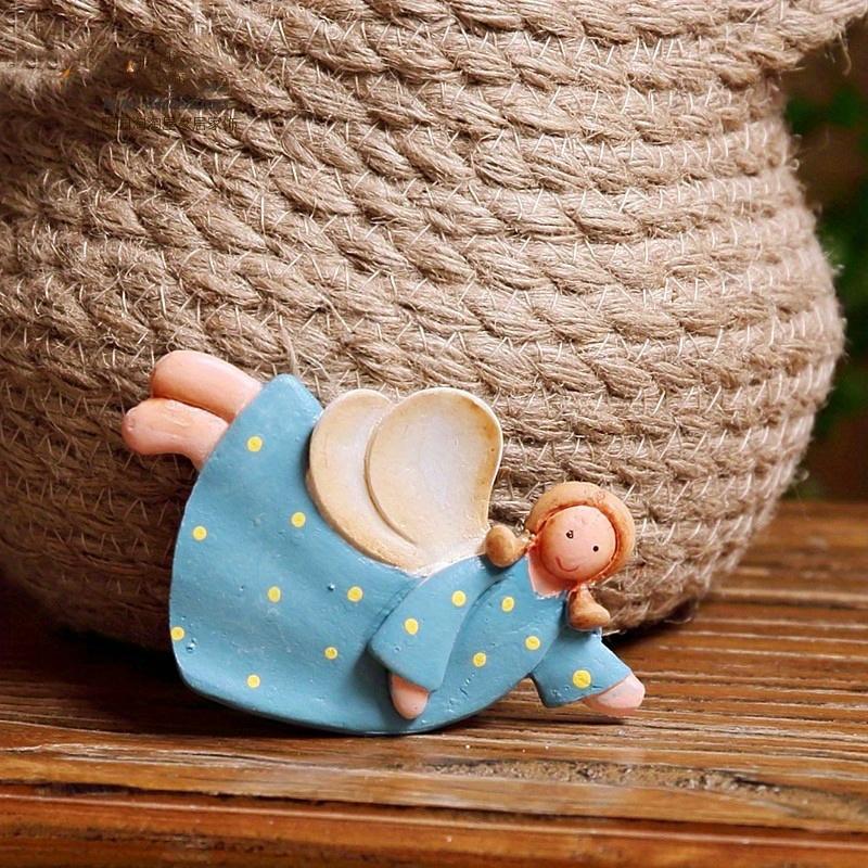 

Creative Vintage Dotted Angel Refrigerator Magnets Sticker Resin Painted Decor for Office School Notes Organization Supplies синий