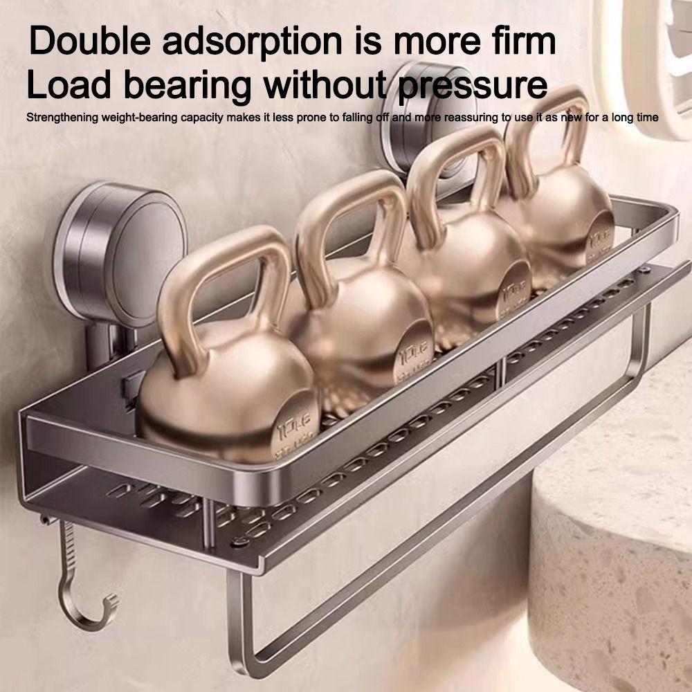 Aluminum Wall Shampoo Holder Suction Cup Shower Organizer Shelf Multifunctional Kitchen Organizer