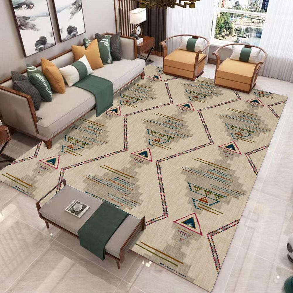 

Beige Ethnic Style Floor Mat Artistic Sense Bedroom Carpet Soft Living Room Mat Farmhouse Living Room Entrance Non Slip Carpet 40x60cm