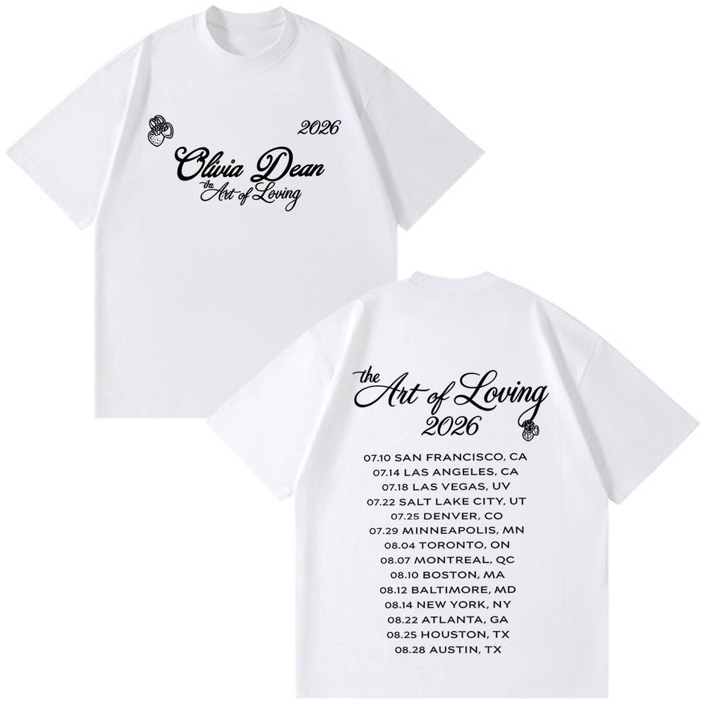 Olivia Dean Art Of Loving Tour 2026 Graphic T Shirt Unisex Unisex Fashion T Shirt Summer Loose Casual Cotton Shortsleeved Tshirts