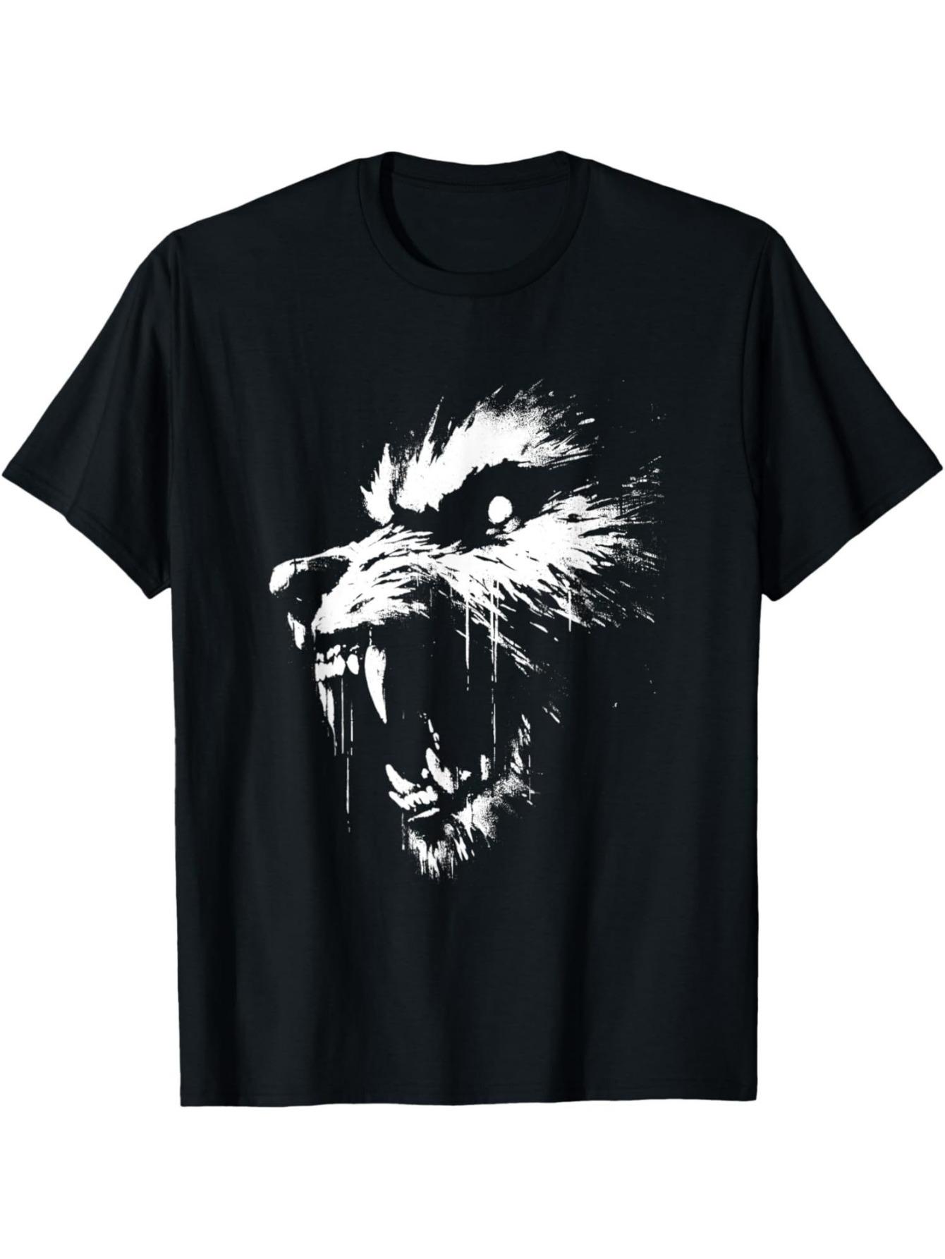 T-Shirt y2k Retro Werewolf T Black/White S
