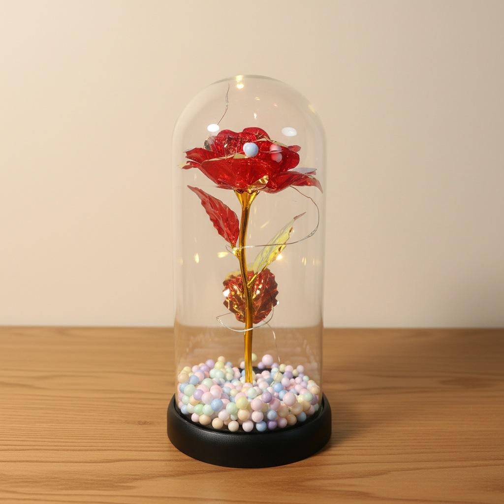 Rose Immortal Flower Glass Cover Valentine's Day Gift Doll Bouquet Mother's Day Birthday Creative Christmas Gifts