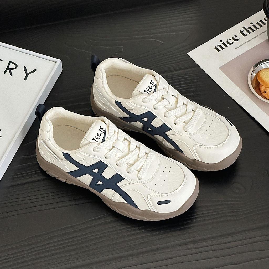 Platform-soled German training shoes women's spring new color matching retro lace-up inner height-increasing casual sports shoes Forrest Gump shoes