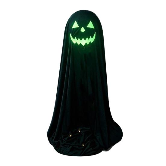 Halloween Ghost Decoration for Outdoor, Large Light Up Standing Ghost, Adjustable Spooky Black Ghost Decor for Porch, Yard Lawn