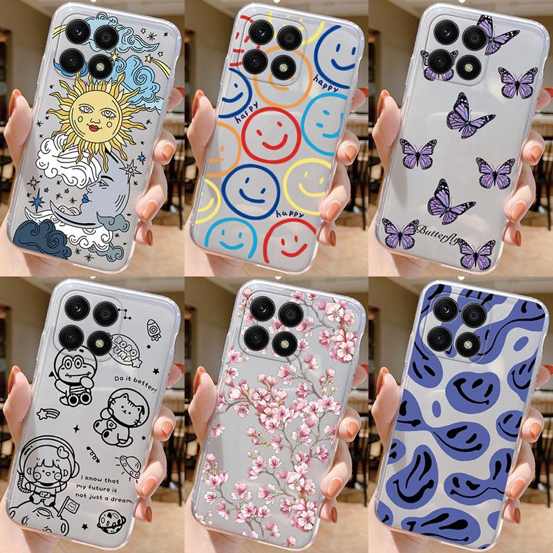 For Honor 70 Lite 5G Case Silicone Soft Clear TPU Coque for Honor X8a X8b X8c X8 5G X6 Phone Cover Print Shell Protection Women