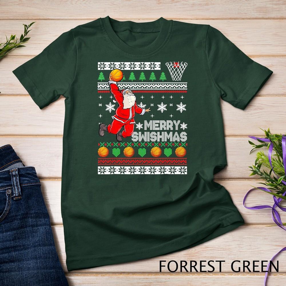 

Merry Swishmas Ugly Christmas Basketball Christmas T-Shirt Unisex T-shirt 4XL